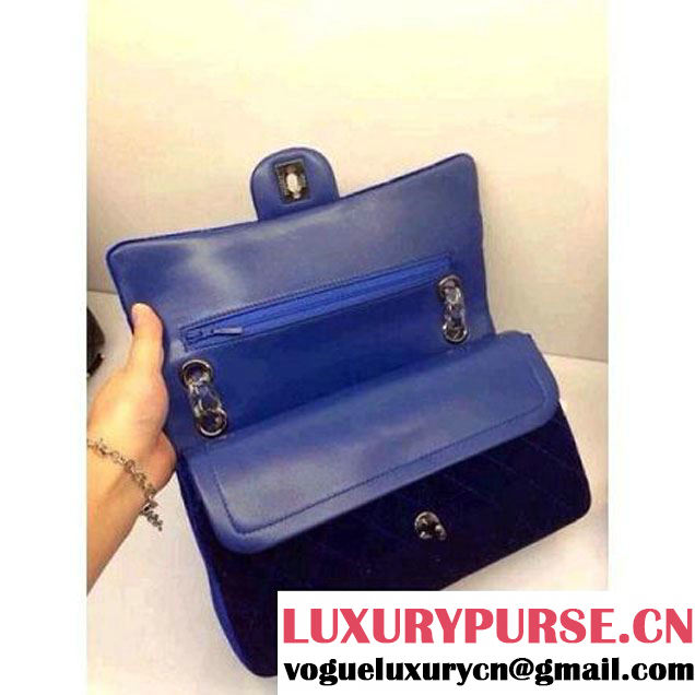 Chanel Blue Velvet Classics Medium Flap Bag - Fall 2014 Act 2 (1a0178-071306 )