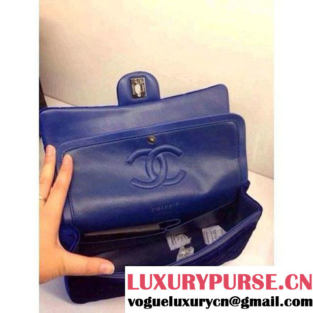 Chanel Blue Velvet Classics Medium Flap Bag - Fall 2014 Act 2 (1a0178-071306 )
