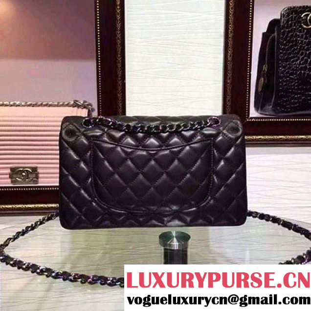 Chanel Black Lambskin Medium Classic Double Flap Bag with Colorful Hardware 2015 (2a136-071307 )