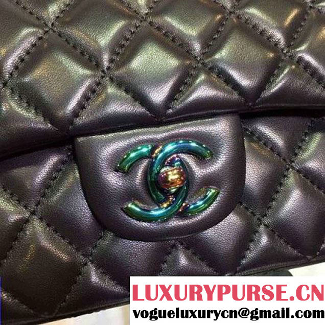Chanel Black Lambskin Medium Classic Double Flap Bag with Colorful Hardware 2015 (2a136-071307 )