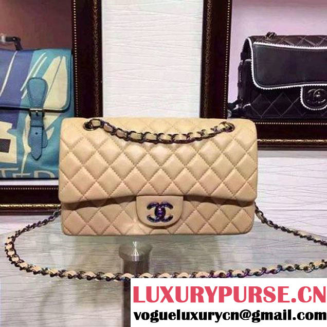 Chanel Apricot Lambskin Medium Classic Double Flap Bag with Colorful Hardware 2015 (2a136-071309 )