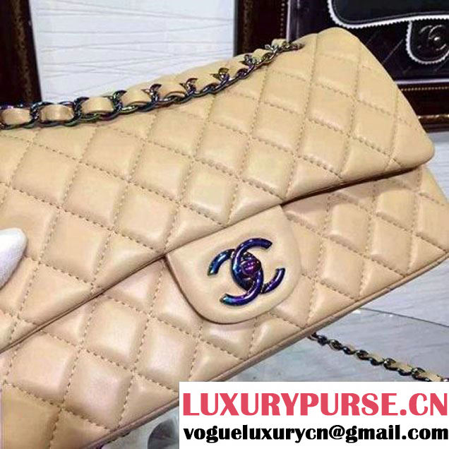 Chanel Apricot  Lambskin Medium Classic Double Flap Bag with Colorful Hardware 2015 (2a136-071309 )