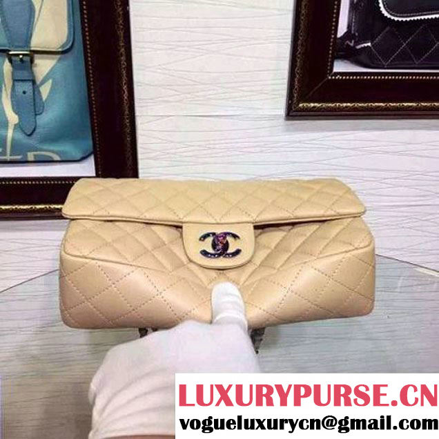 Chanel Apricot  Lambskin Medium Classic Double Flap Bag with Colorful Hardware 2015 (2a136-071309 )