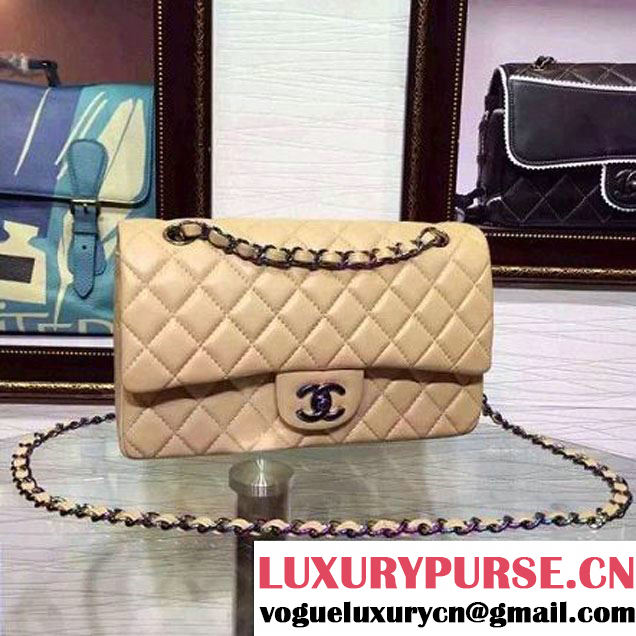 Chanel Apricot  Lambskin Medium Classic Double Flap Bag with Colorful Hardware 2015 (2a136-071309 )