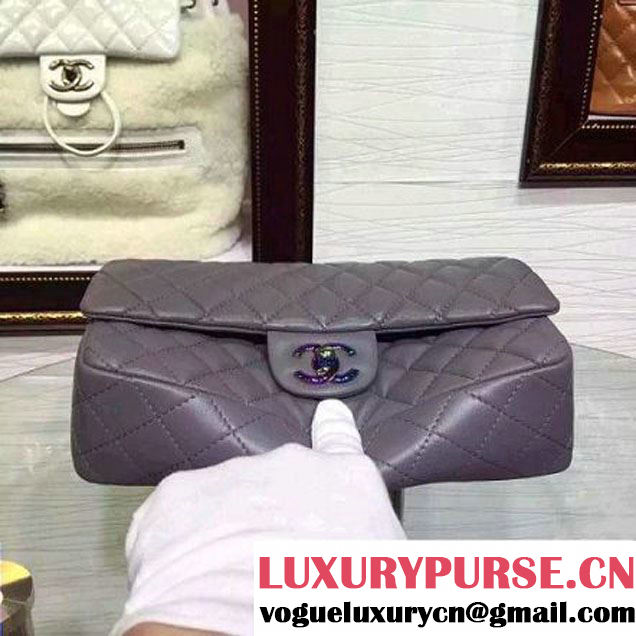 Chanel Grey Lambskin Medium Classic Double Flap Bag with Colorful Hardware 2015 (2a136-071310 )