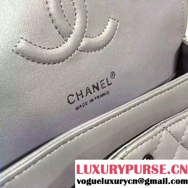 Chanel Grey Lambskin Medium Classic Double Flap Bag with Colorful Hardware 2015 (2a136-071310 )