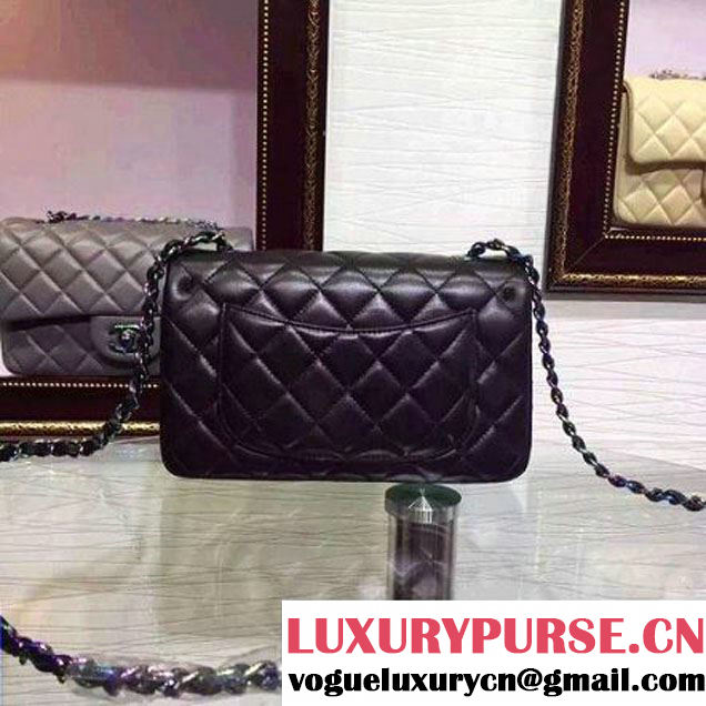 Chanel Black Lambskin Small Classic Flap Bag with Colorful Hardware 2015 (2a136-071315 )
