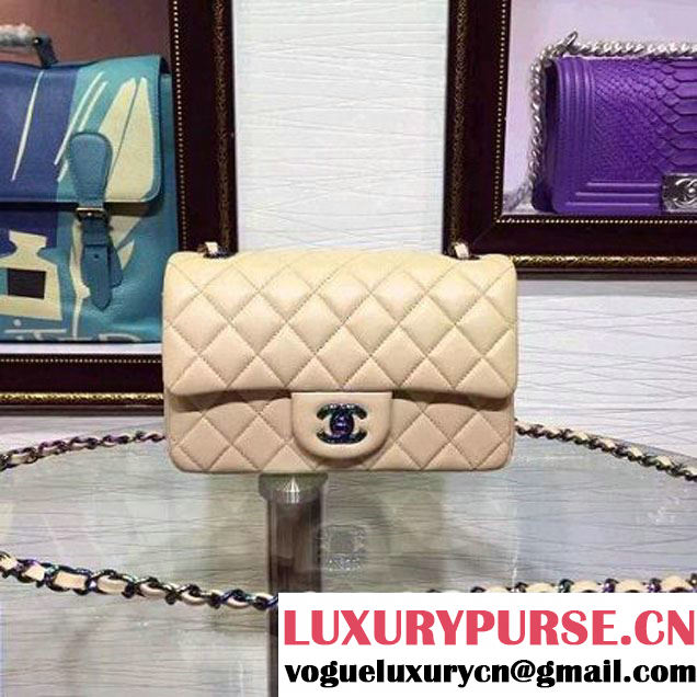 Chanel Apricot Lambskin Small Classic Flap Bag with Colorful Hardware 2015 (2a136-071316 )