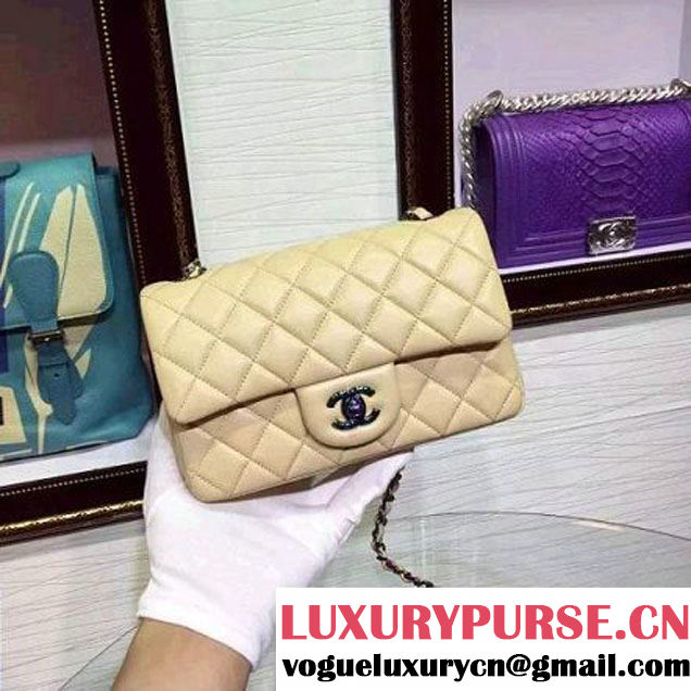Chanel Apricot Lambskin Small Classic Flap Bag with Colorful Hardware 2015 (2a136-071316 )