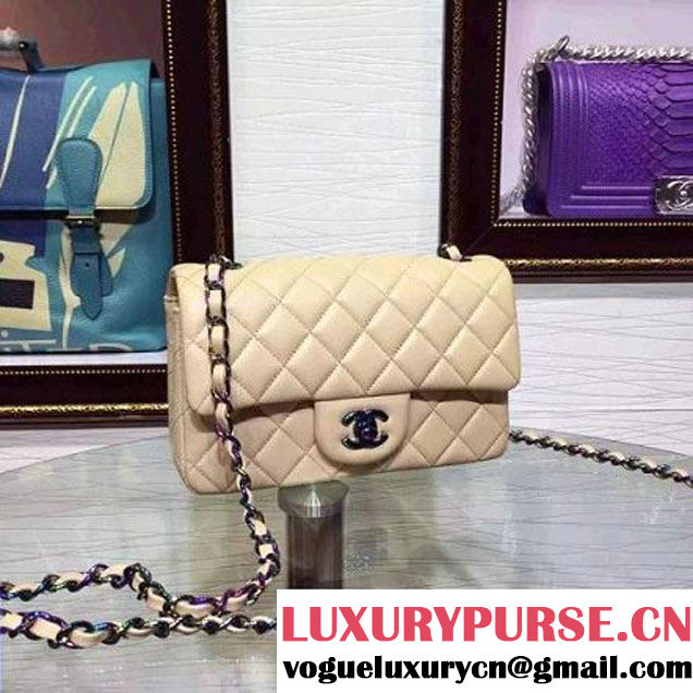 Chanel Apricot Lambskin Small Classic Flap Bag with Colorful Hardware 2015 (2a136-071316 )