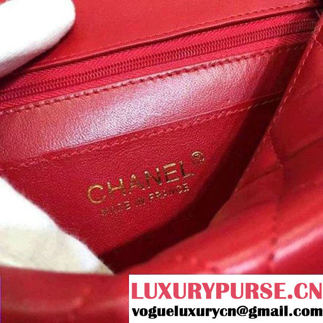 Chanel Red Lambskin Small Classic Flap Bag with Colorful Hardware 2015 (2a136-071312 )
