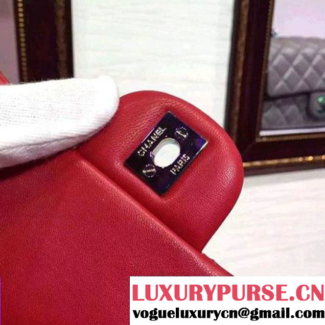 Chanel Red Lambskin Small Classic Flap Bag with Colorful Hardware 2015 (2a136-071312 )