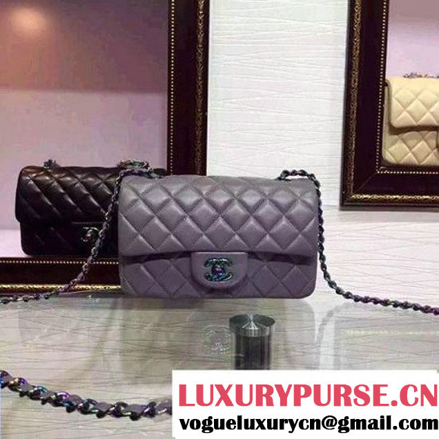 Chanel Gery Lambskin Small Classic Flap Bag with Colorful Hardware 2015 (2a136-071314 )