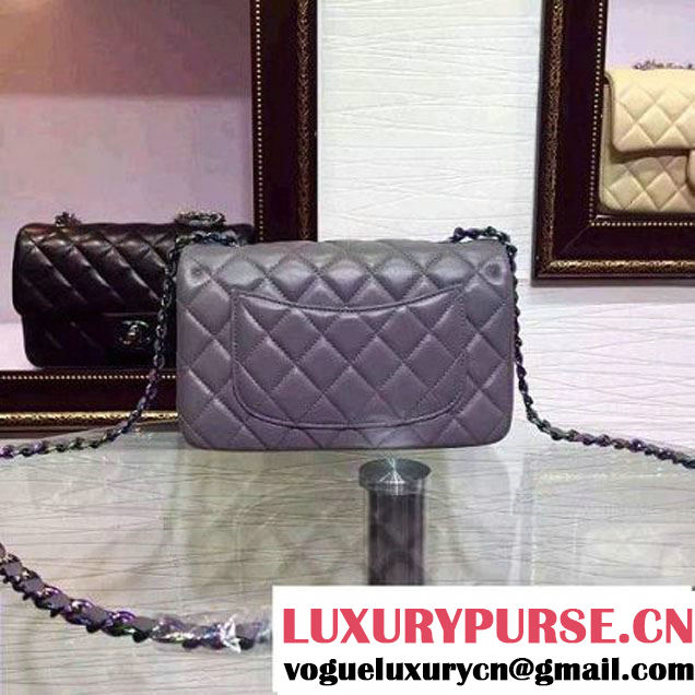 Chanel Gery Lambskin Small Classic Flap Bag with Colorful Hardware 2015 (2a136-071314 )