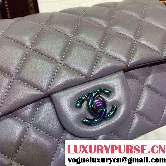 Chanel Gery Lambskin Small Classic Flap Bag with Colorful Hardware 2015 (2a136-071314 )