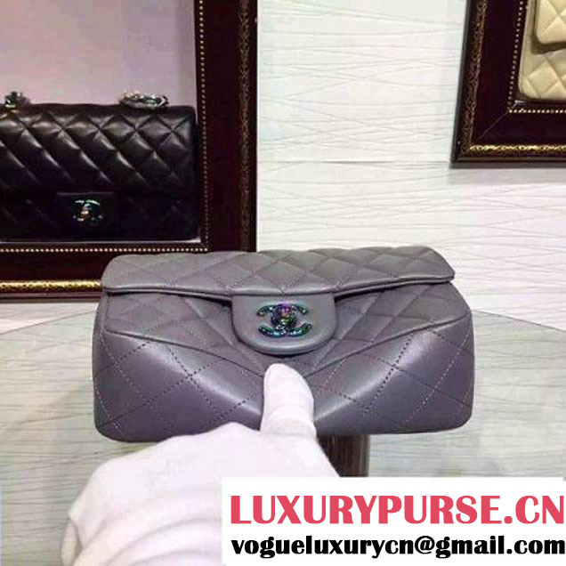 Chanel Gery Lambskin Small Classic Flap Bag with Colorful Hardware 2015 (2a136-071314 )