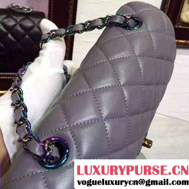 Chanel Gery Lambskin Small Classic Flap Bag with Colorful Hardware 2015 (2a136-071314 )
