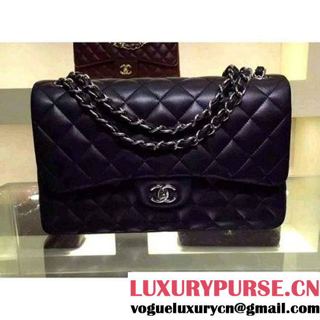 Chanel Jumbo Lambskin Leather Classic Double Flap Bag In Black (2a143-081708 )