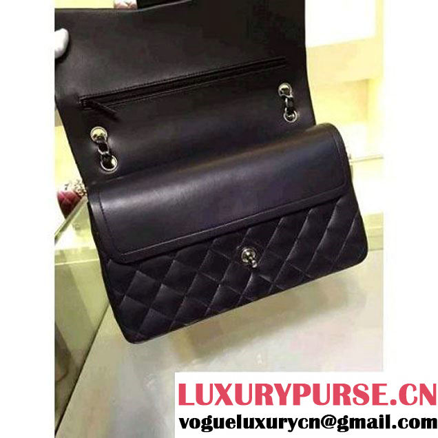 Chanel Jumbo Lambskin Leather Classic Double Flap Bag In Black (2a143-081708 )