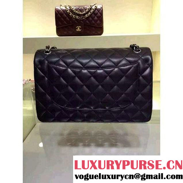 Chanel Jumbo Lambskin Leather Classic Double Flap Bag In Black (2a143-081708 )