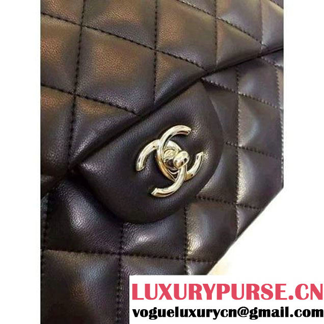 Chanel Jumbo Lambskin Leather Classic Double Flap Bag In Black (2a143-081708 )