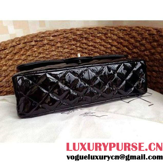 Chanel  Black Patent Leather Medium double Flap Shoulder Bag (1a86-082401 )