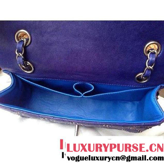 Chanel Classic Flap Bag in Studded Lambskin A92430 Navy (1A086-082406 )