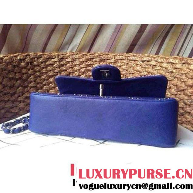 Chanel Classic Flap Bag in Studded Lambskin A92430 Navy (1A086-082406 )