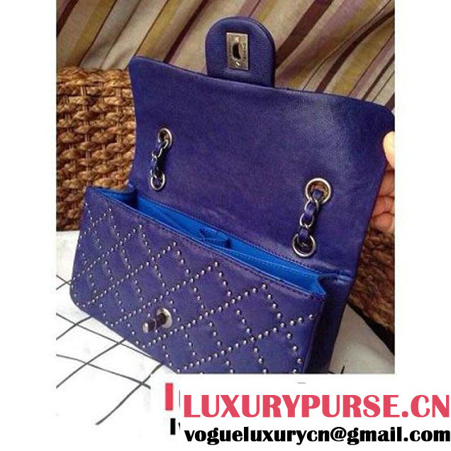Chanel Classic Flap Bag in Studded Lambskin A92430 Navy (1A086-082406 )