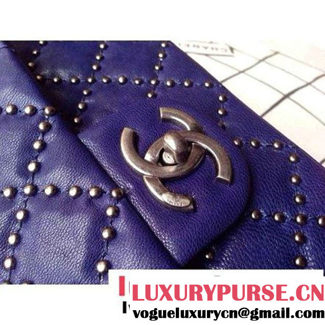 Chanel Classic Flap Bag in Studded Lambskin A92430 Navy (1A086-082406 )
