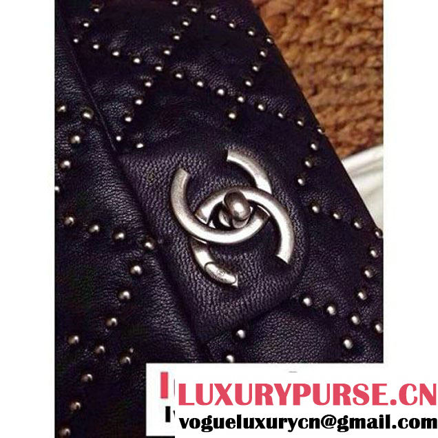 Chanel Classic Flap Bag in Studded Lambskin A92430 Black (1A086-082407 )