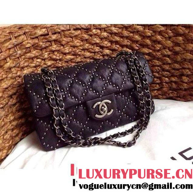 Chanel Classic Flap Bag in Studded Lambskin A92430 Black (1A086-082407 )