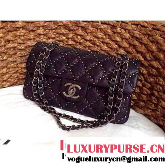 Chanel Classic Flap Bag in Studded Lambskin A92430 Black (1A086-082407 )