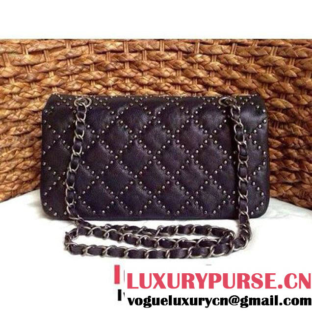 Chanel Classic Flap Bag in Studded Lambskin A92430 Black (1A086-082407 )
