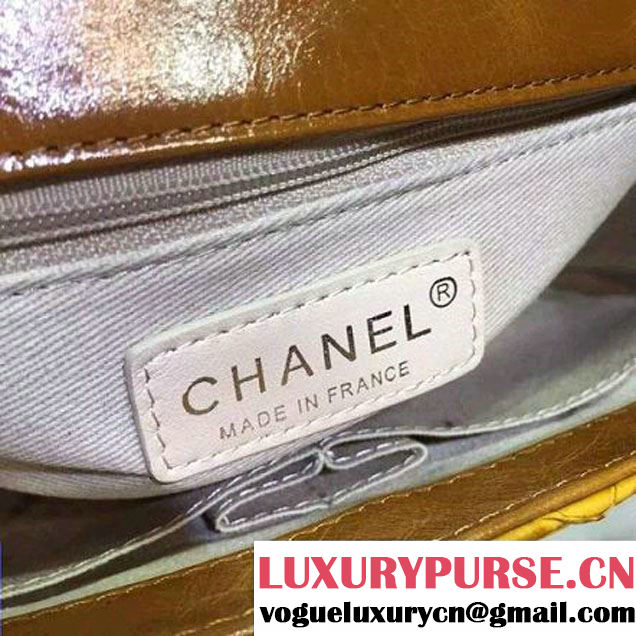 Chanel Cow Leather and Python Flap Shoulder Bag Yellow 2015 (2a136-082936 )