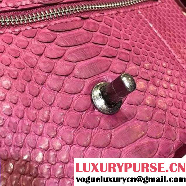 Chanel Cow Leather and Python Flap Shoulder Bag Burgundy 2015 (2a136-082937 )