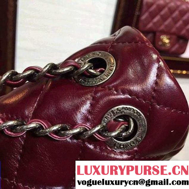 Chanel Cow Leather and Python Flap Shoulder Bag Burgundy 2015 (2a136-082937 )