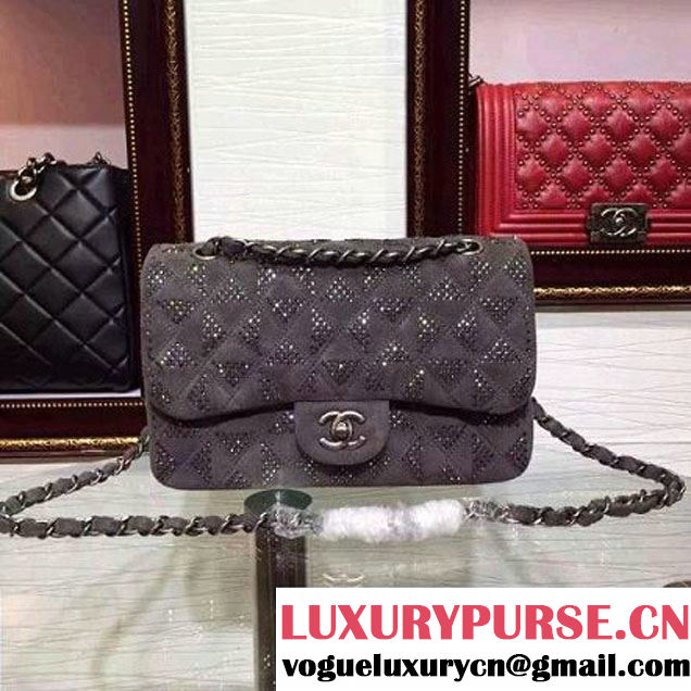 Chanel Flap Shoulder Bag Embellished With Crystal Grey Runway 2015 (2a136-090248 )