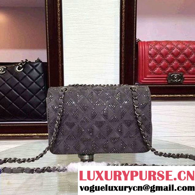 Chanel Flap Shoulder Bag Embellished With Crystal Grey Runway 2015 (2a136-090248 )