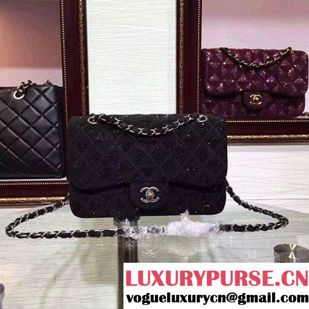 Chanel Flap Shoulder Bag Embellished With Crystal Black Runway 2015 (2a136-090249 )