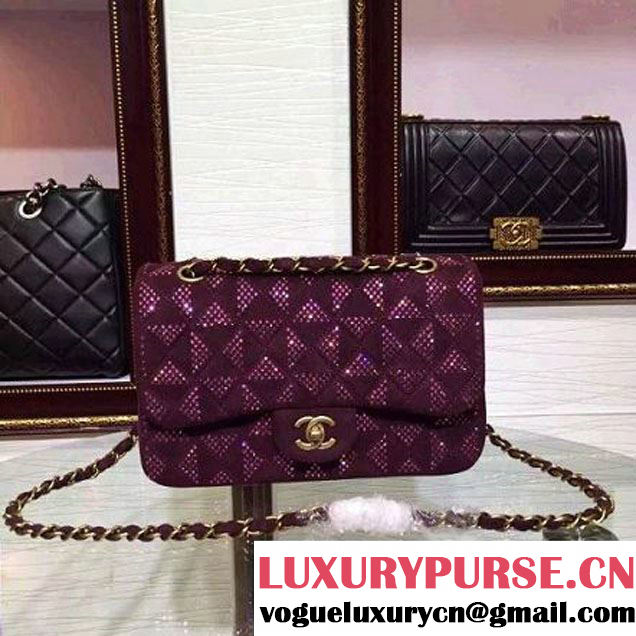 Chanel Flap Shoulder Bag Embellished With Crystal Burgundy Runway 2015 (2a136-090251 )