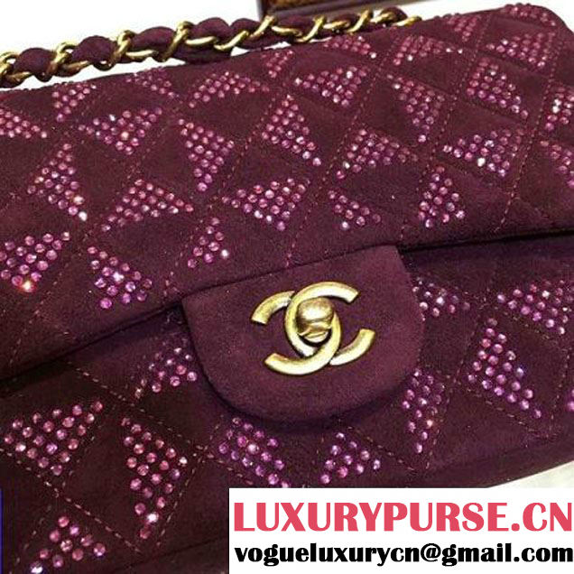 Chanel Flap Shoulder Bag Embellished With Crystal Burgundy Runway 2015 (2a136-090251 )