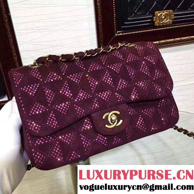 Chanel Flap Shoulder Bag Embellished With Crystal Burgundy Runway 2015 (2a136-090251 )
