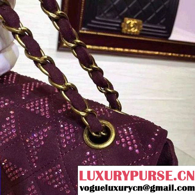 Chanel Flap Shoulder Bag Embellished With Crystal Burgundy Runway 2015 (2a136-090251 )