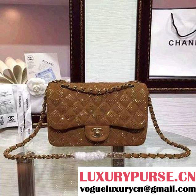 Chanel Flap Shoulder Bag Embellished With Crystal Brown Runway 2015 (2a136-090250 )