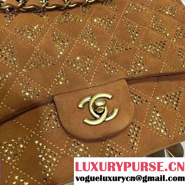 Chanel Flap Shoulder Bag Embellished With Crystal Brown Runway 2015 (2a136-090250 )