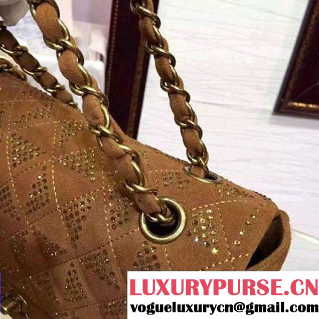 Chanel Flap Shoulder Bag Embellished With Crystal Brown Runway 2015 (2a136-090250 )