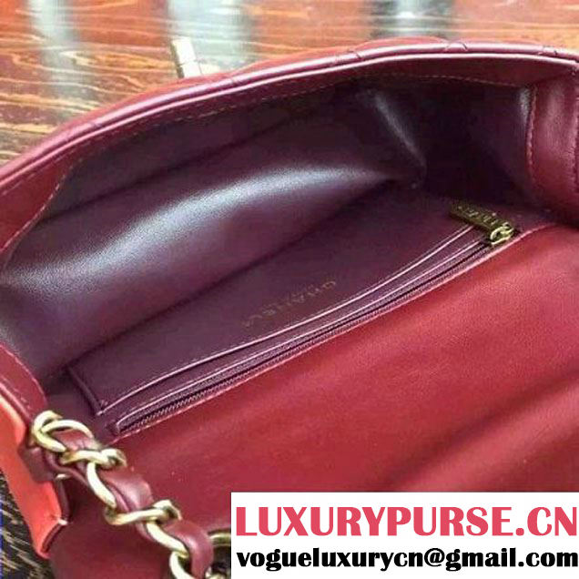 Chanel Multicolor Red/Burgundy/Rosy Lambskin Small Calssic Flap Bag 2015 (2A136-090315 )