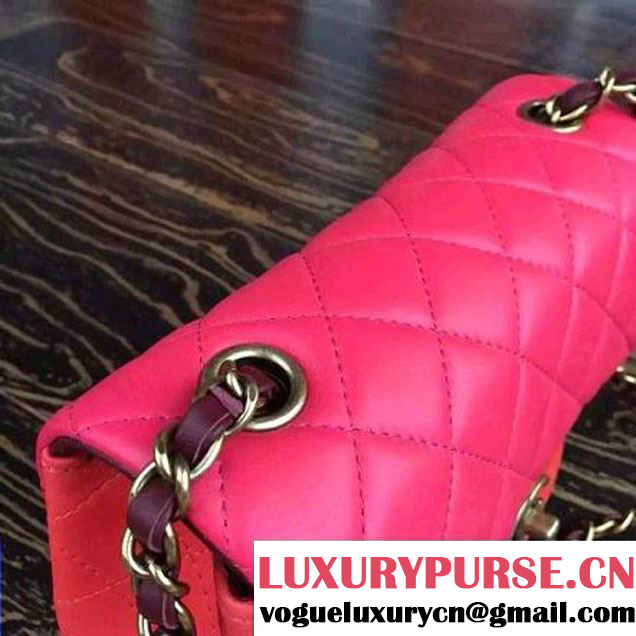 Chanel Multicolor Red/Burgundy/Rosy Lambskin Small Calssic Flap Bag 2015 (2A136-090315 )