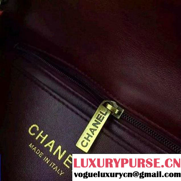Chanel Multicolor Red/Burgundy/Rosy Lambskin Small Calssic Flap Bag 2015 (2A136-090315 )